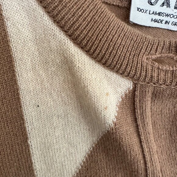 Jaeger 100% Lambswool Cardigan With Geometric Pattern Size 38 Made In Great Brit - Picture 6 of 6